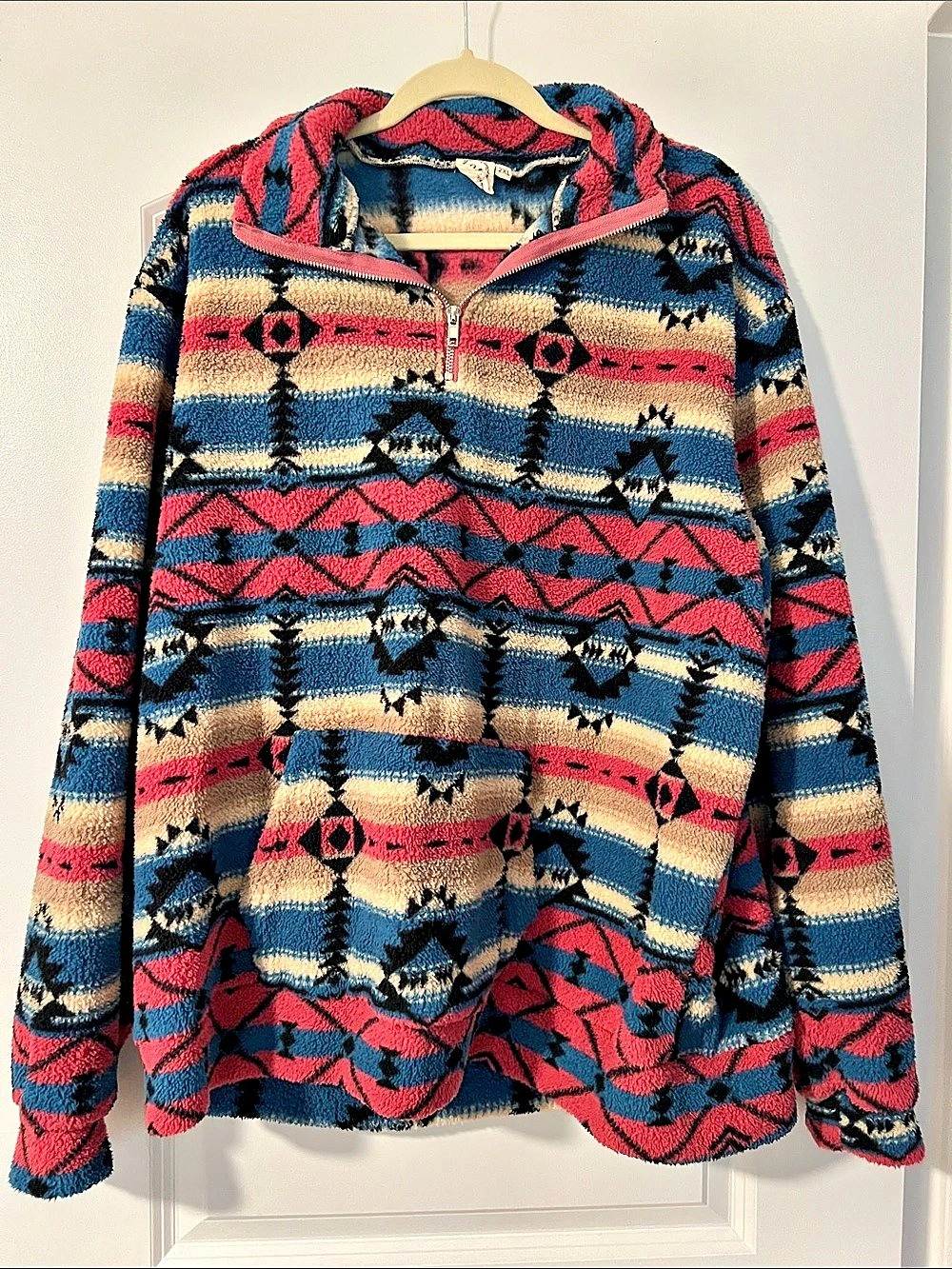 Pink and Blue Quarter Zip Pullover